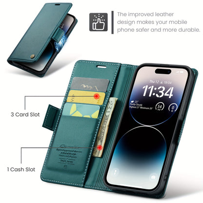 Modefunktionale PU-Kunstleder-Flip-Geldbörse-Handyhülle für iPhone 15 14 Plus 13 Mini 12 11 Promax - Praktische Handyhülle mit Kartenhalter. - Snatch