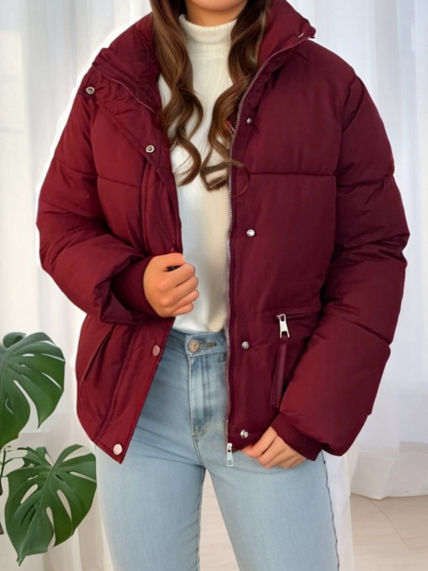 Hochgeschlossener Knopfverschlussmantel - Warm und stilvoll
(Winterjacke für Damen) - Snatch