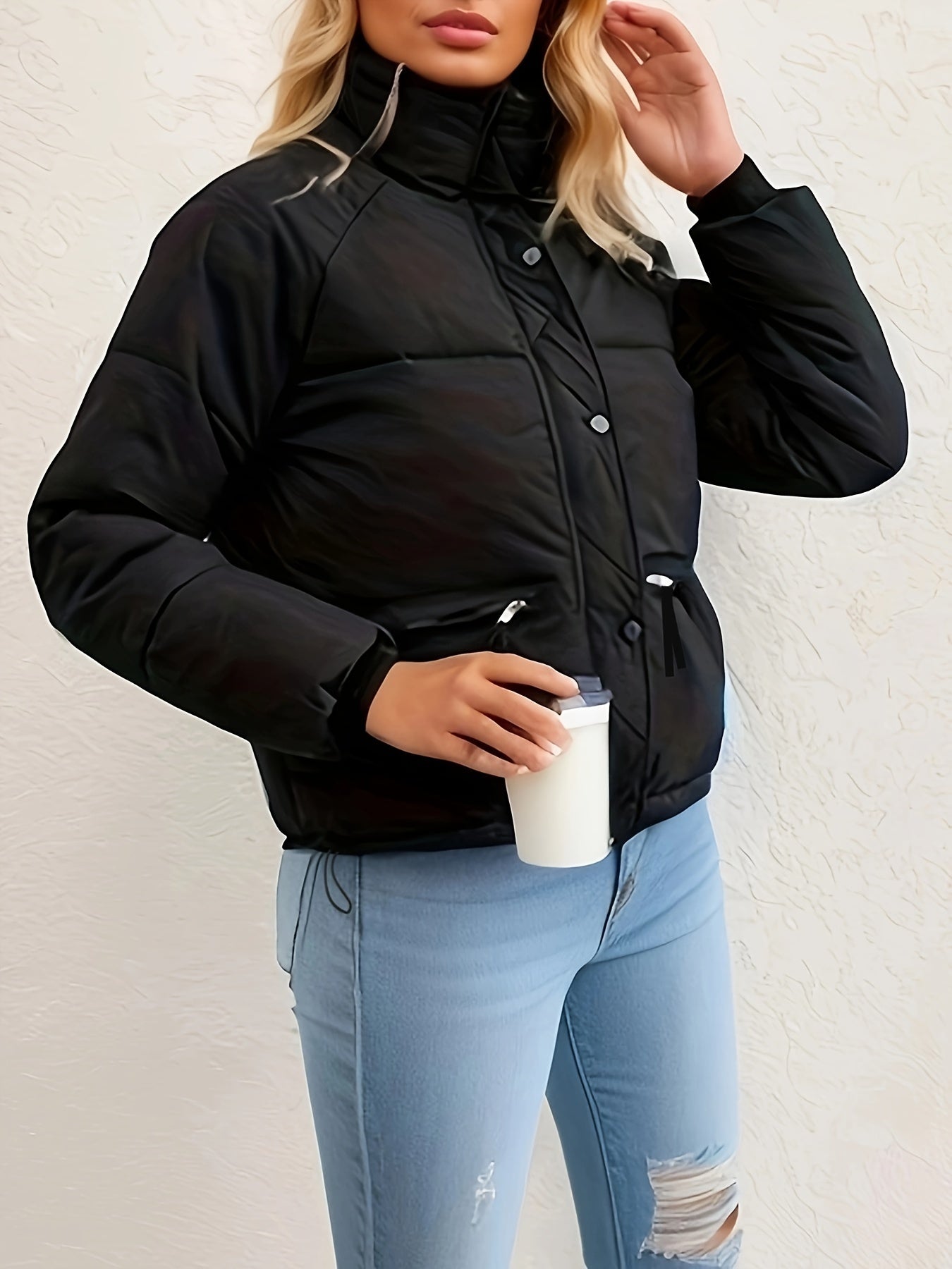 Hochgeschlossener Knopfverschlussmantel - Warm und stilvoll
(Winterjacke für Damen) - Snatch