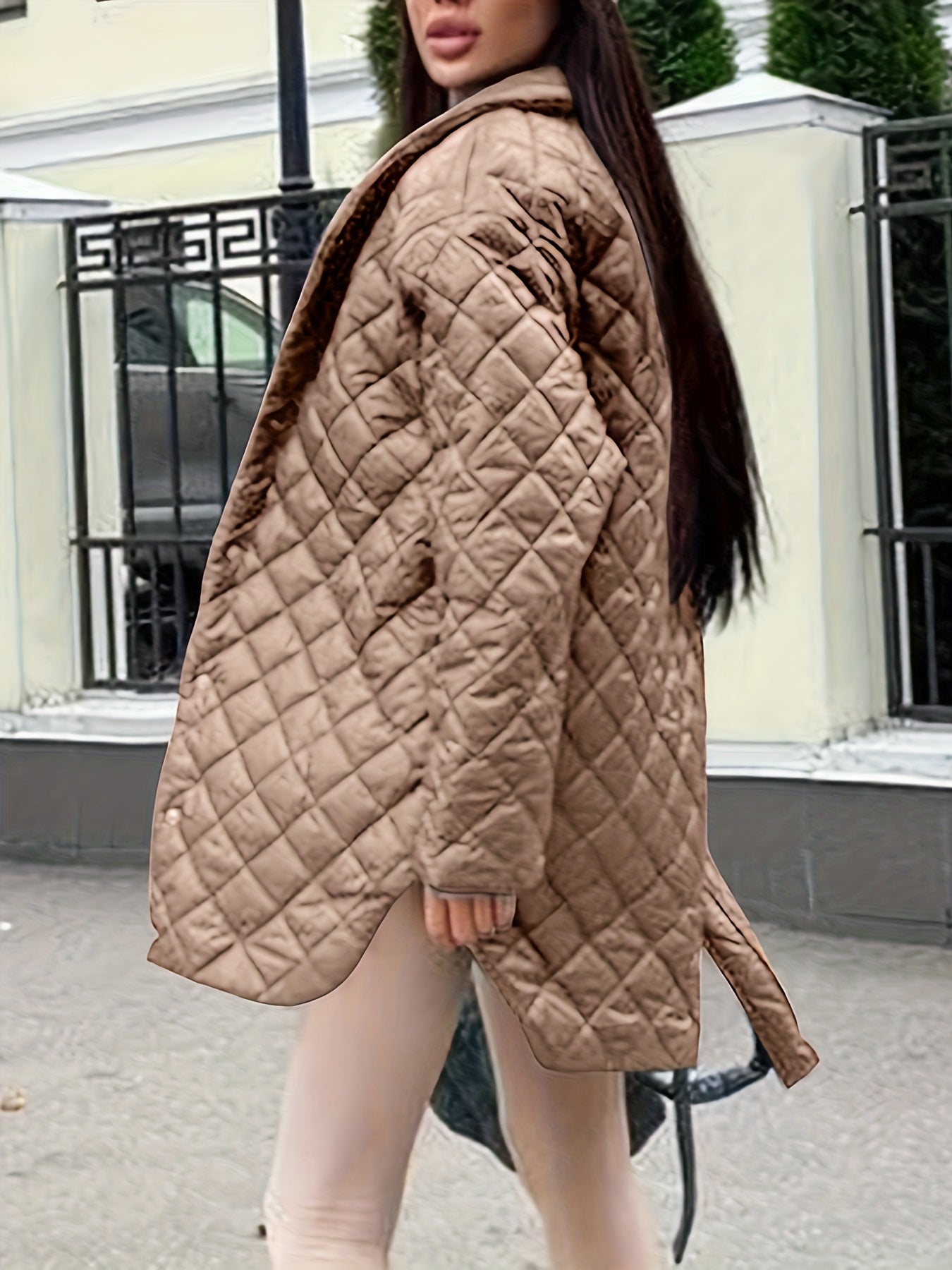 Einfarbiger Argyle-Mantel für Damen - Warme, lässige Winteroberbekleidung. - Snatch