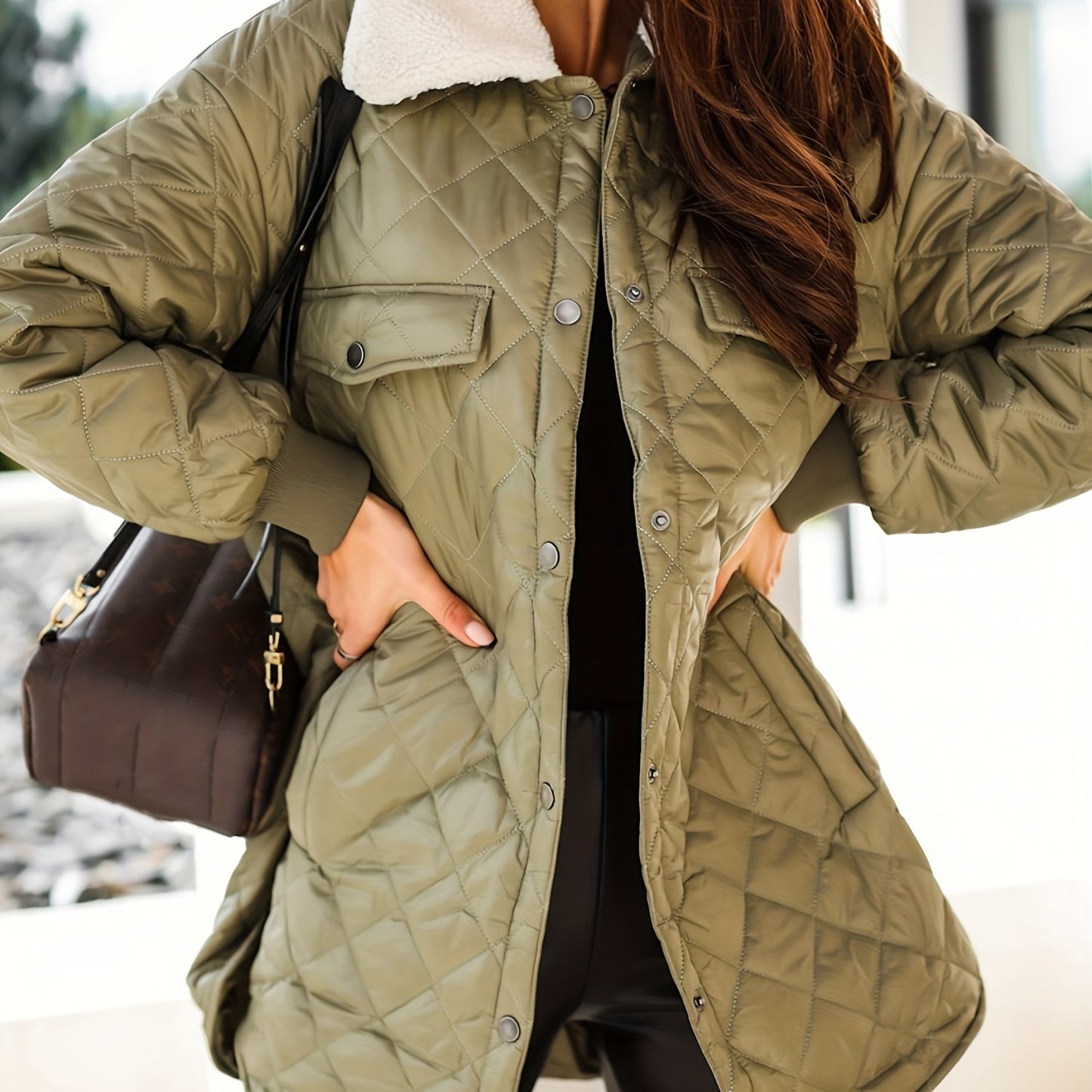 Eleganter Parka mit Argyle-Print – Perfekte Oberbekleidung für Damen - Snatch
