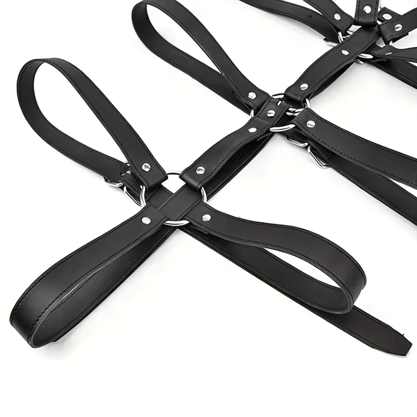 Schwarze BDSM-Bondage-Rückhaltekette, PU-Leder, für Erwachsene, Dekoration - Snatch