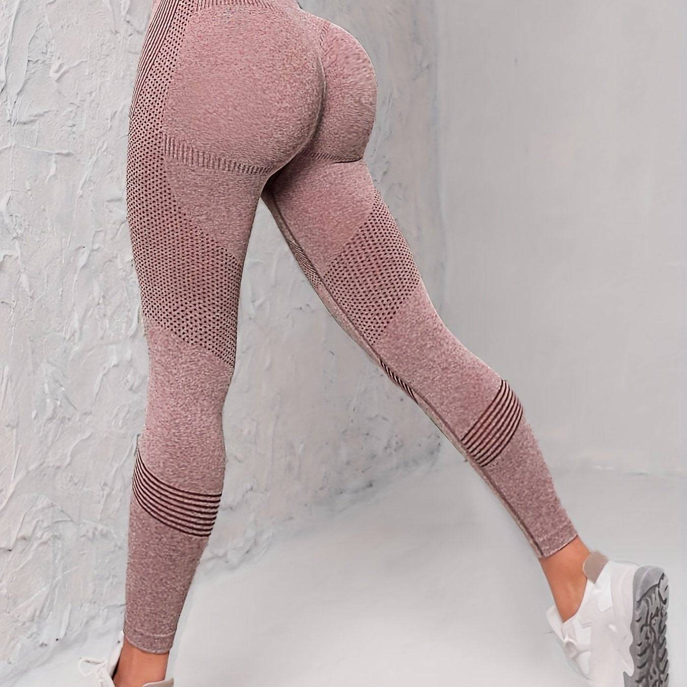 Einfarbig Gestreifte Sehr dehnbare Yoga-Leggings