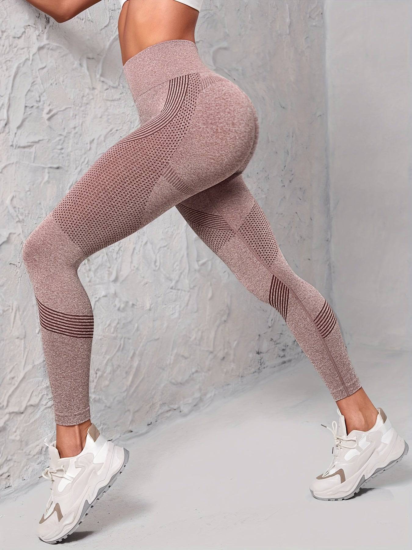 Einfarbig Gestreifte Sehr dehnbare Yoga-Leggings
