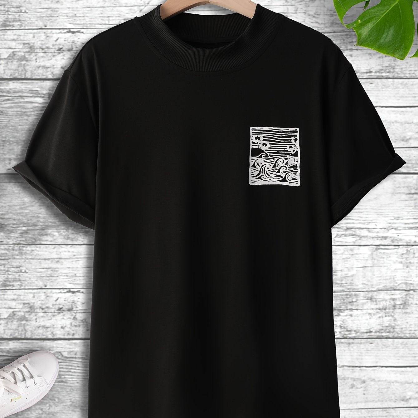 Herren-T-Shirt mit Wellenmusterdruck