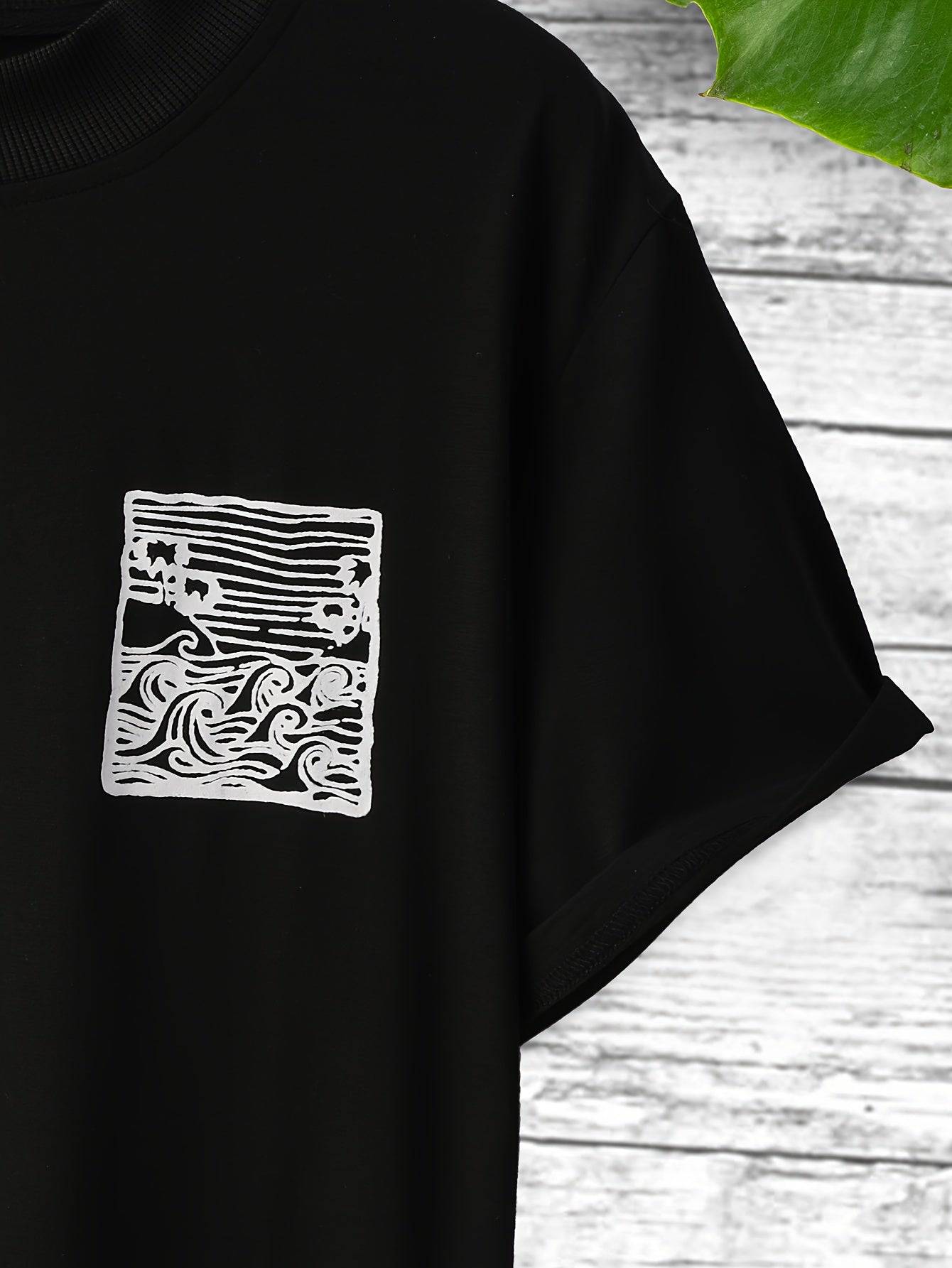 Herren-T-Shirt mit Wellenmusterdruck