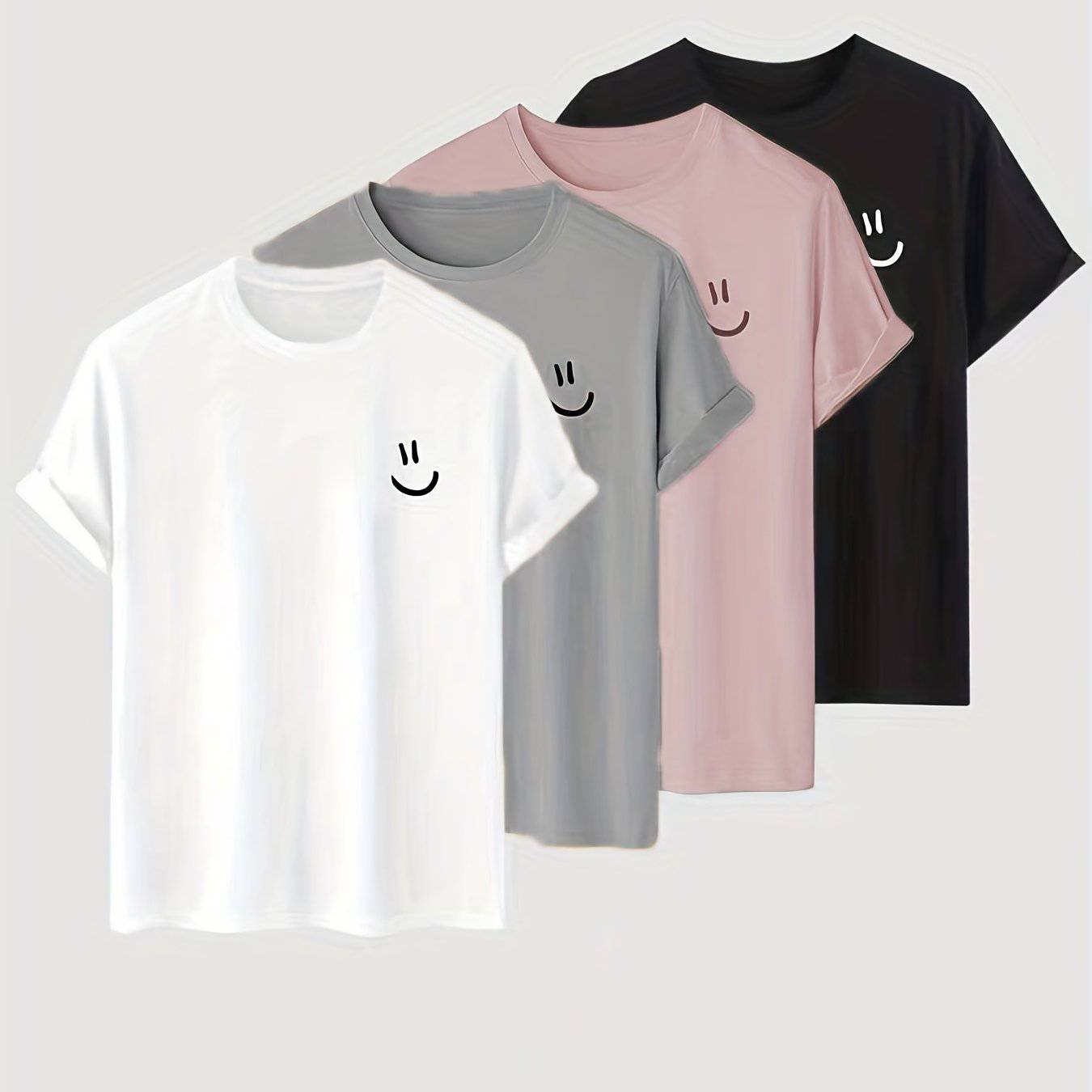 Lustige Herren-Shirts im 4er-Pack mit Smiley-Motiven