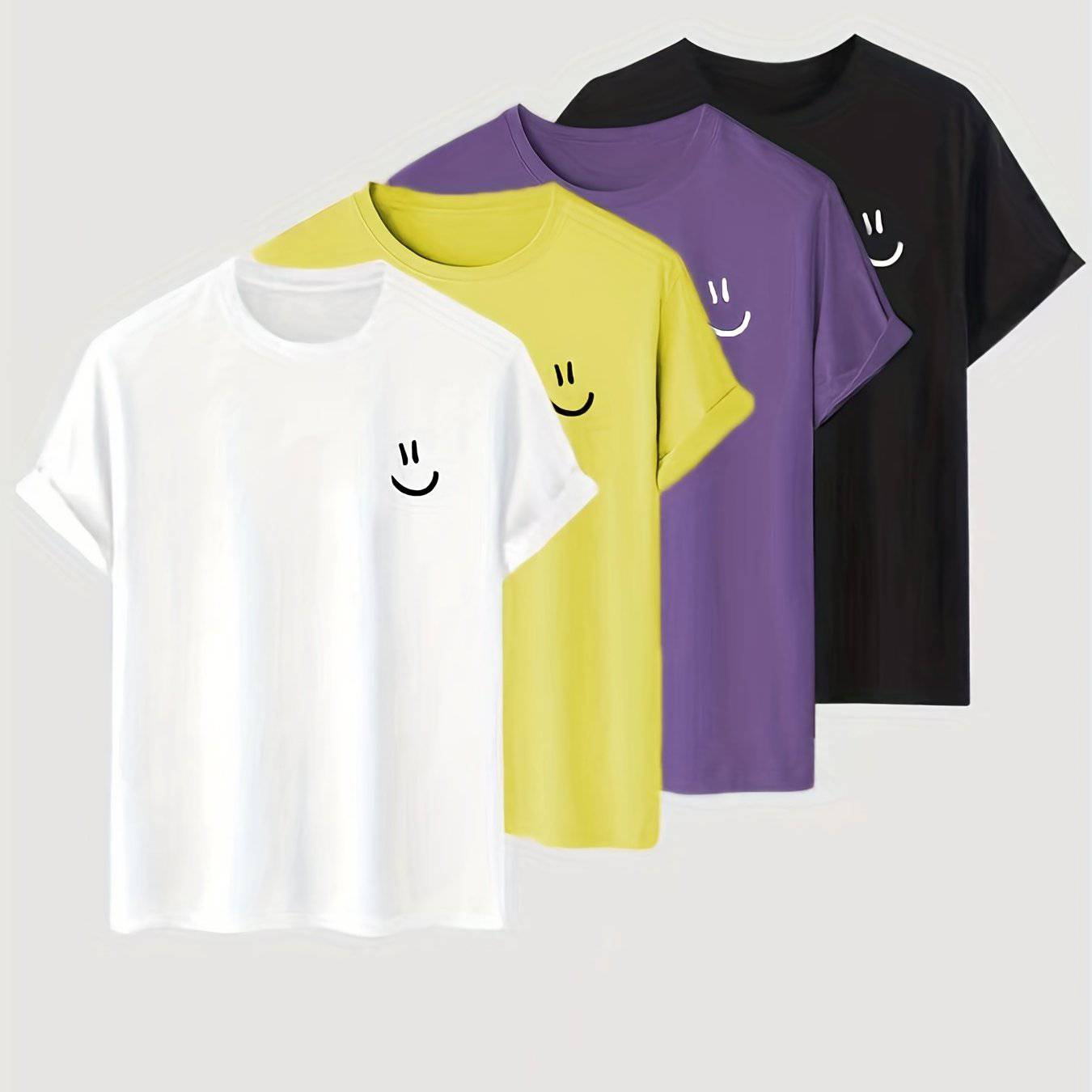Lustige Herren-Shirts im 4er-Pack mit Smiley-Motiven