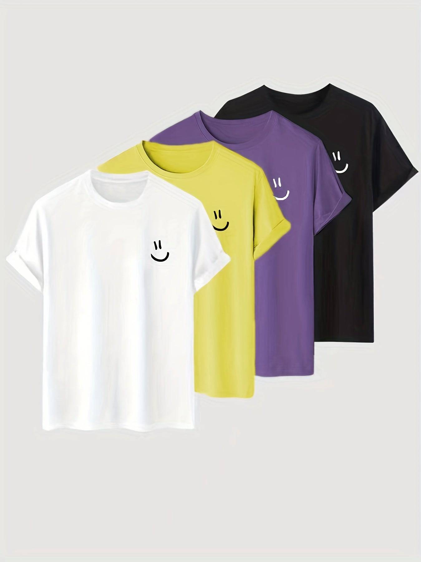 Lustige Herren-Shirts im 4er-Pack mit Smiley-Motiven