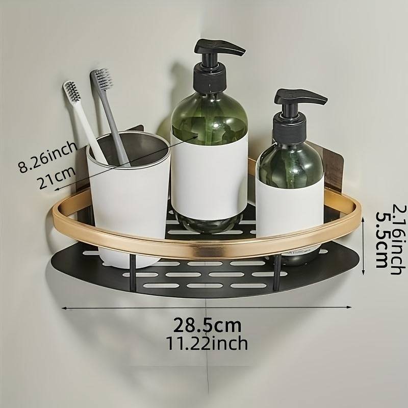 Wandmontage-Eckregal für Badezimmer - Platzsparend und praktisch.