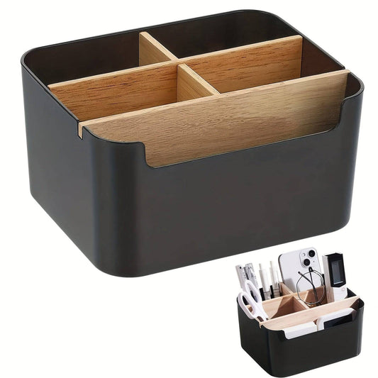 Bambus-Schreibtisch-Organizer mit 5 Fächern - Multifunktionaler Aufbewahrungsbehälter