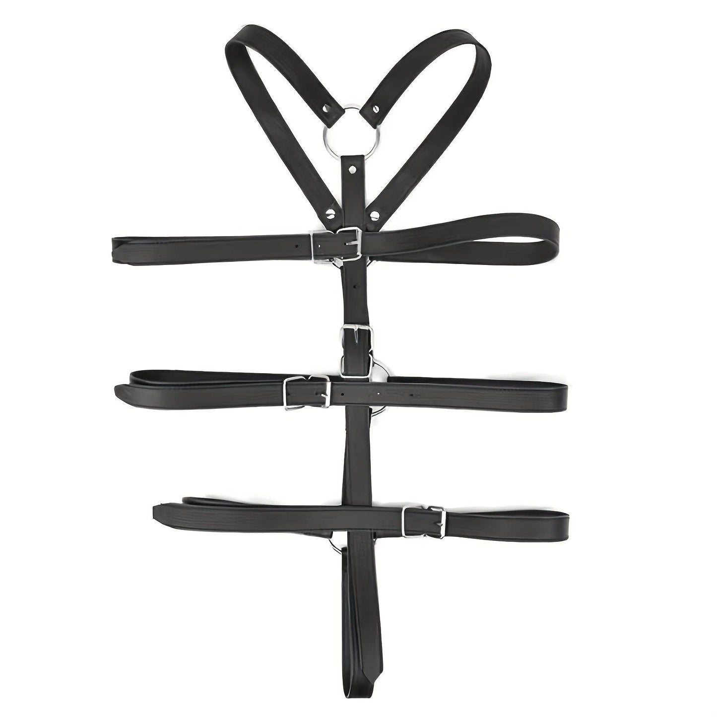 Schwarze BDSM-Bondage-Rückhaltekette, PU-Leder, für Erwachsene, Dekoration