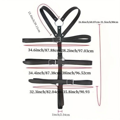 Schwarze BDSM-Bondage-Rückhaltekette, PU-Leder, für Erwachsene, Dekoration