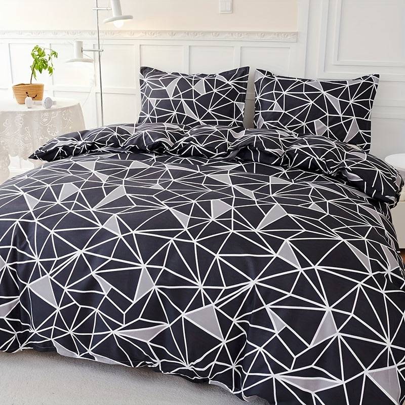 Stilvolles 3-teiliges Set für Bettwäsche im geometrischen Design