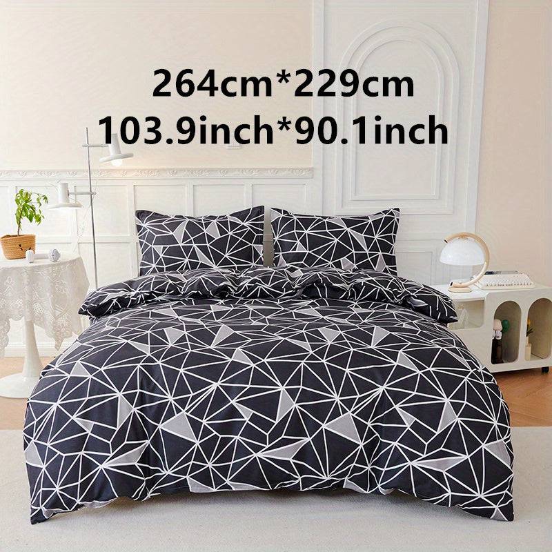Stilvolles 3-teiliges Set für Bettwäsche im geometrischen Design