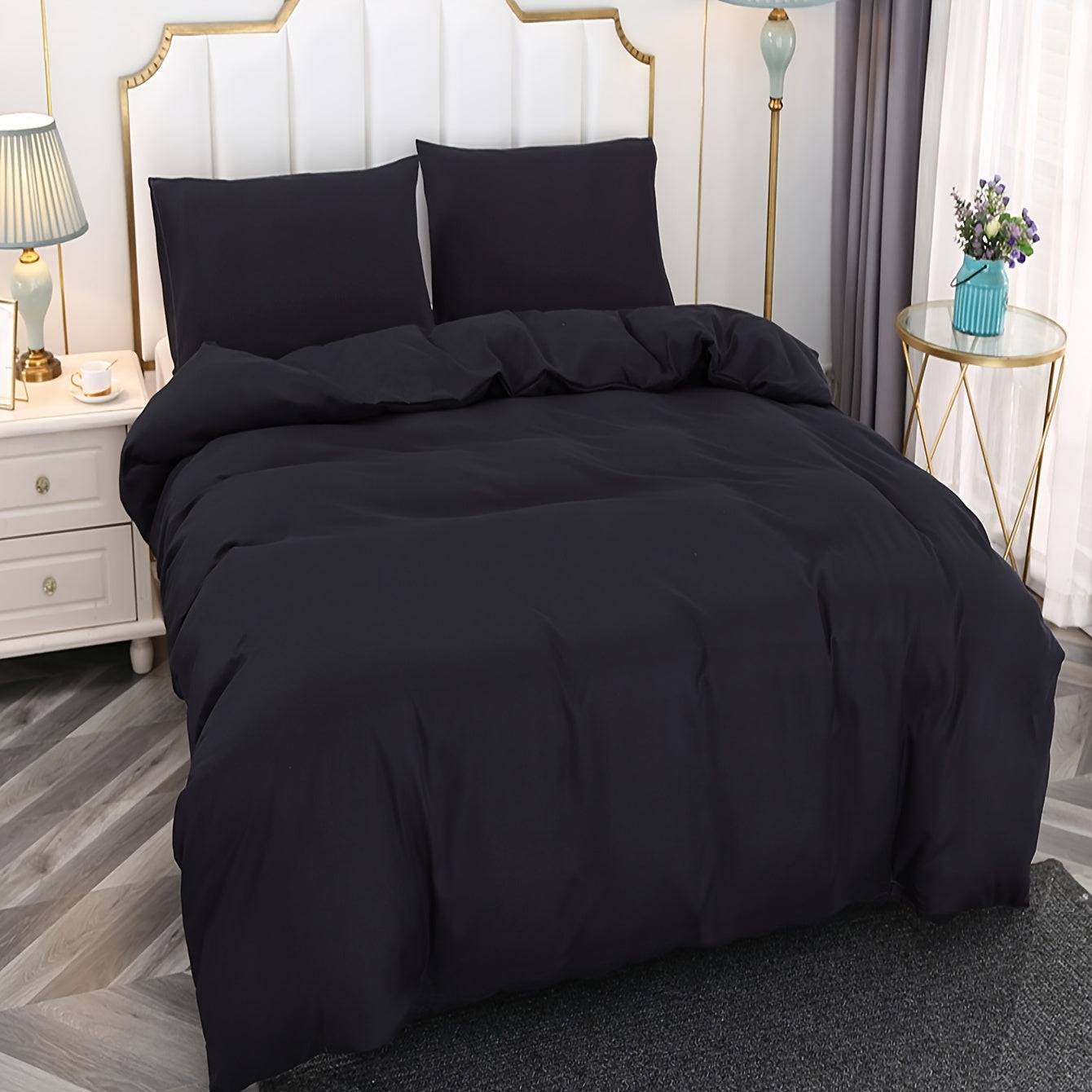 Elegantes schwarzes Bettbezug-Set für luxuriöse Schlafzimmer