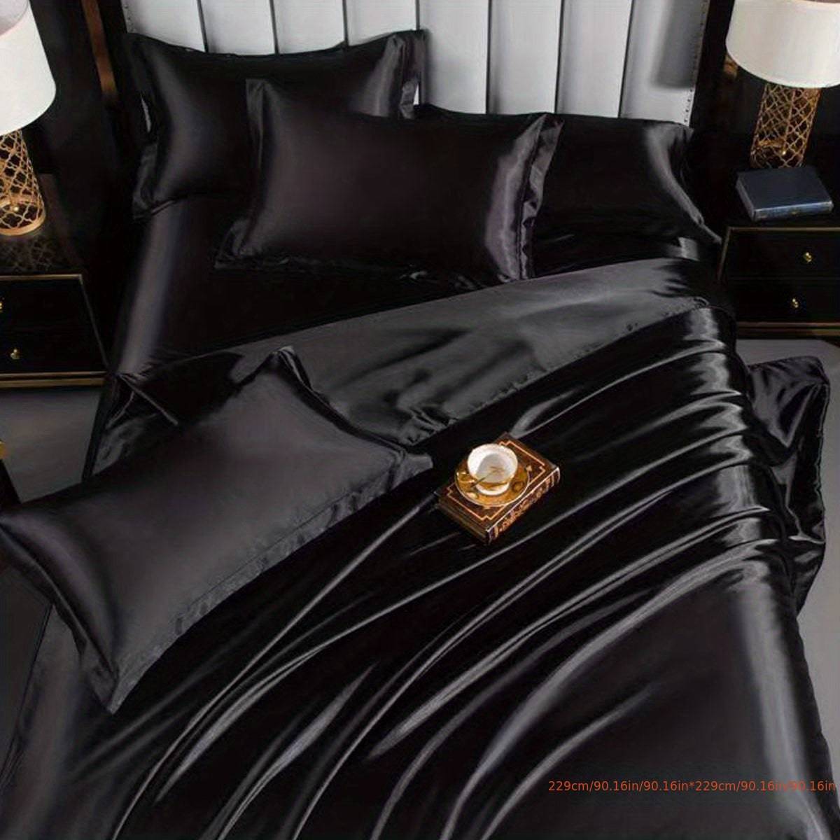 Luxuriöses Satin-Bettwäsche-Set, weich und atmungsaktiv, für Schlaf- und Gästezimmer-Dekor