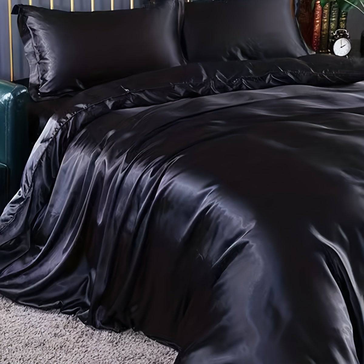 Luxuriöses Satin-Bettwäsche-Set, weich und atmungsaktiv, für Schlaf- und Gästezimmer-Dekor