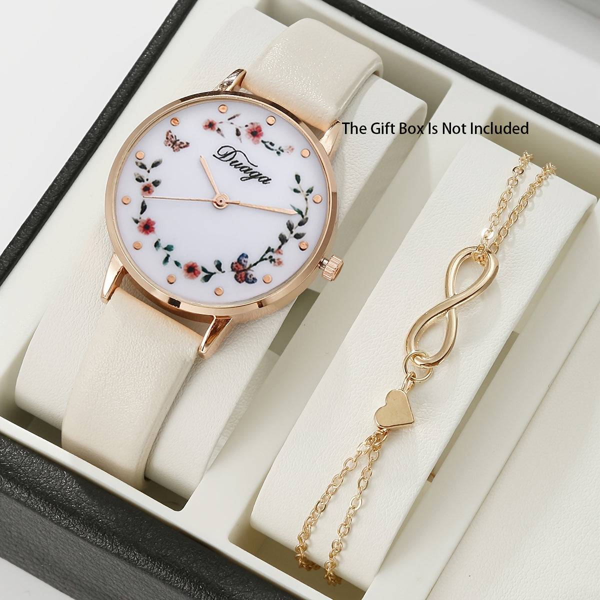 Blumen-Quarzuhr für stylishe Damen - inkl. Armband!