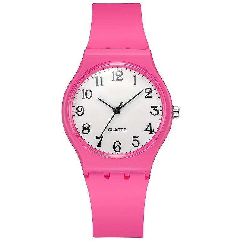 Bonbonfarbene Quarzuhr für Damen, Teenager und Mädchen - Lässiger Silikon-Armbanduhr (Studenten)