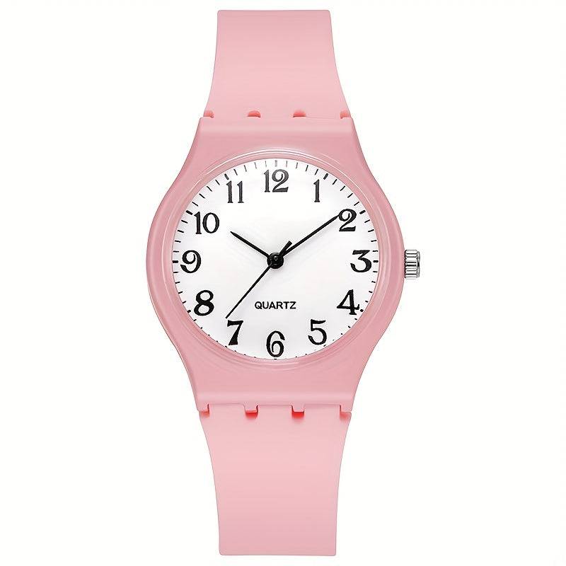Bonbonfarbene Quarzuhr für Damen, Teenager und Mädchen - Lässiger Silikon-Armbanduhr (Studenten)