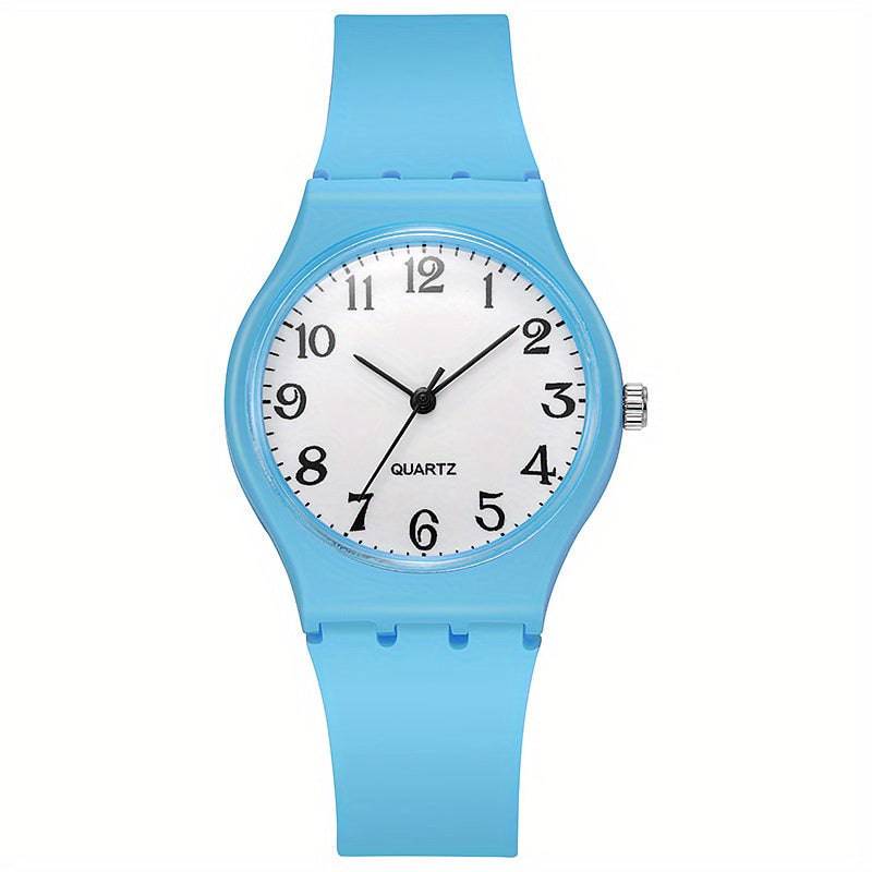 Bonbonfarbene Quarzuhr für Damen, Teenager und Mädchen - Lässiger Silikon-Armbanduhr (Studenten)