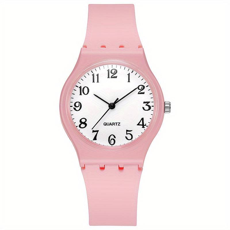 Bonbonfarbene Quarzuhr für Damen, Teenager und Mädchen - Lässiger Silikon-Armbanduhr (Studenten)