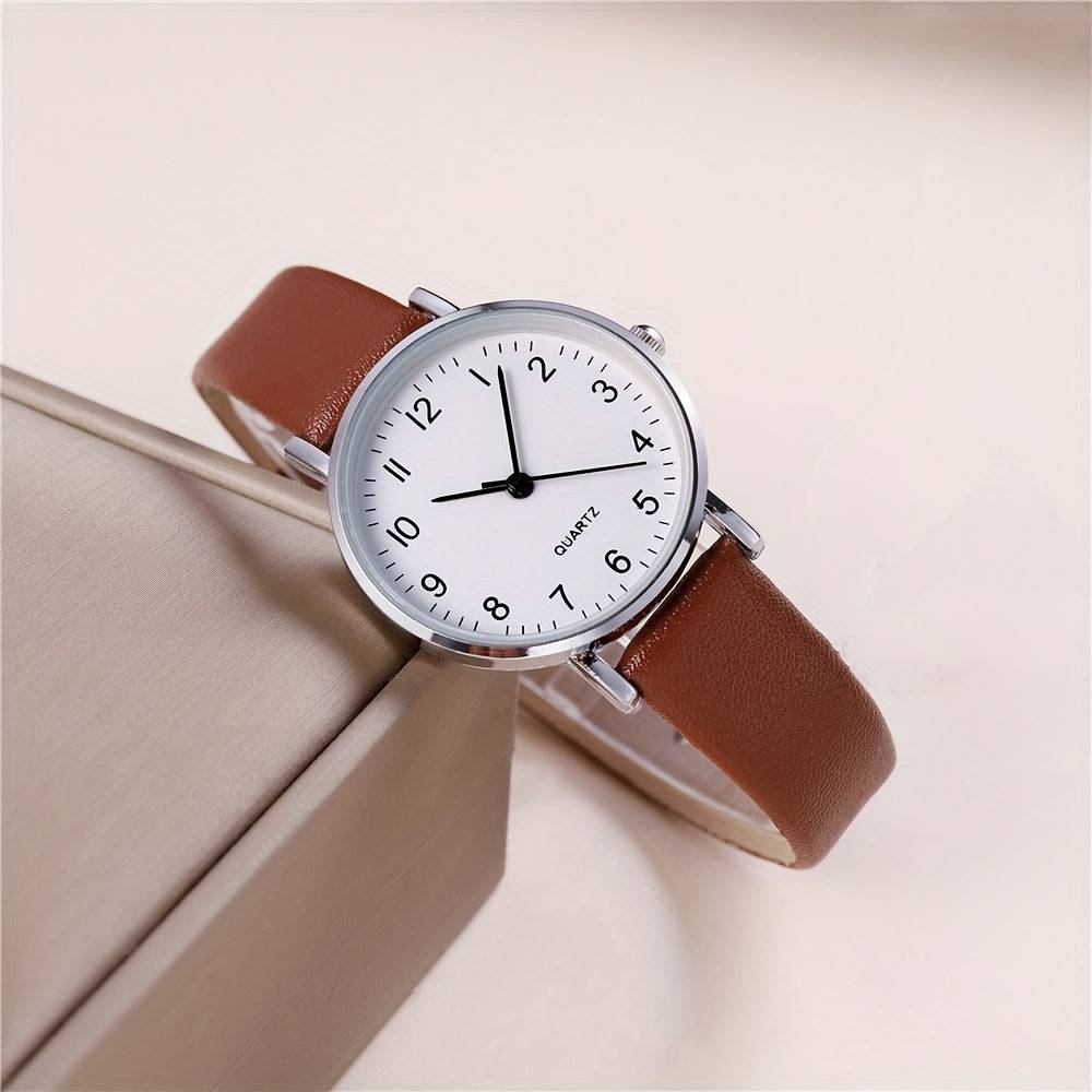Damen Uhr - Modische Analoguhr mit Quarzwerk und PU Lederarmband.