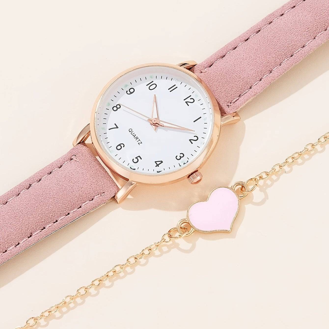 Stylische Quartz Armbanduhr + gratis Armband. Ideal für Frauen.
