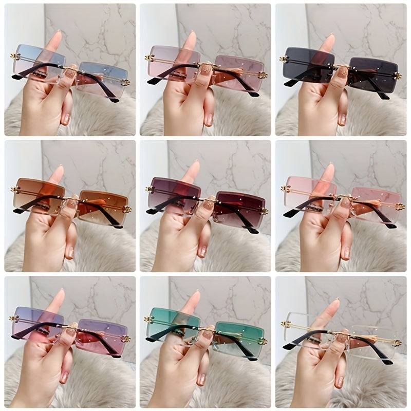 Schicke rechteckige Metall-Sonnenbrille mit Farbverlauf - Perfekt fürs Autofahren.