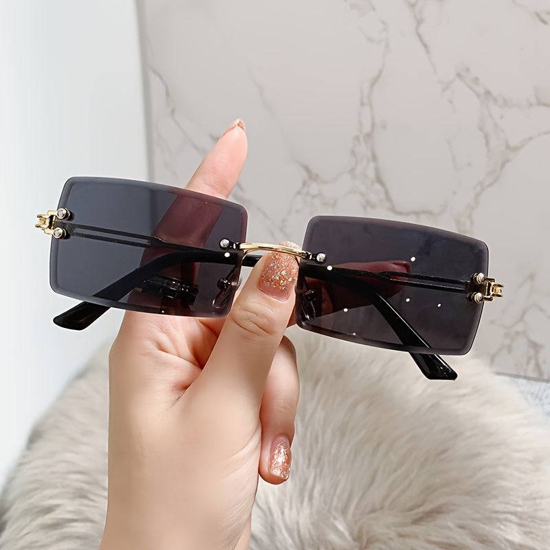 Schicke rechteckige Metall-Sonnenbrille mit Farbverlauf - Perfekt fürs Autofahren.