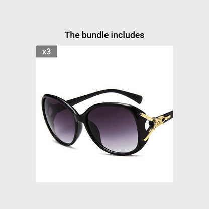 Runde Damen-Sonnenbrille mit Farbverlauf und Fuchsdetails - Perfekt für Reisen und Strand.