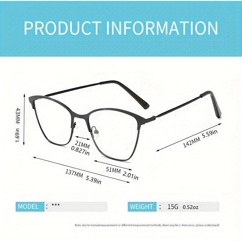 Blaulichtblocker Brille - Katzenauge - Farbblock - Metallrahmen - Klare Linse - Unisex