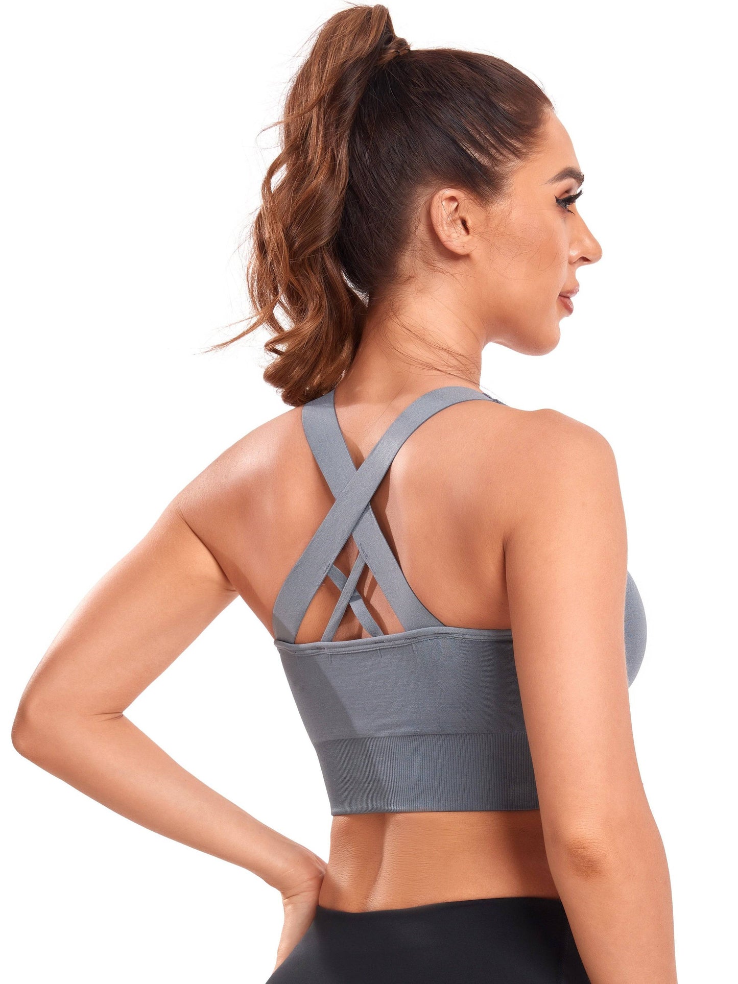 Cross Back Yoga Sport-BH - Hohe Stützkraft, nahtlos, gepolstert