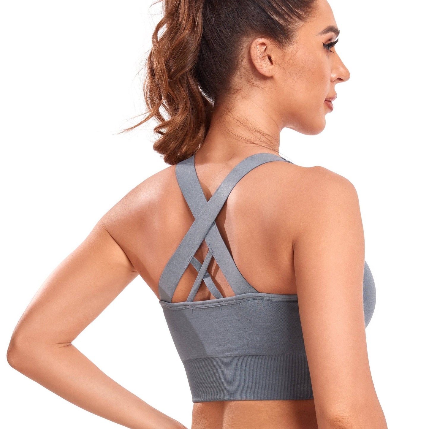 Cross Back Yoga Sport-BH - Hohe Stützkraft, nahtlos, gepolstert
