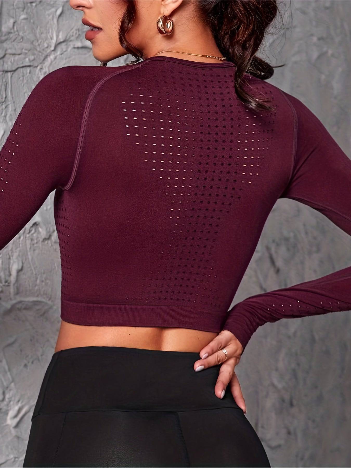 Hohles Yoga-Gymnastik-Langarmshirt mit Daumenloch - Atmungsaktiv.