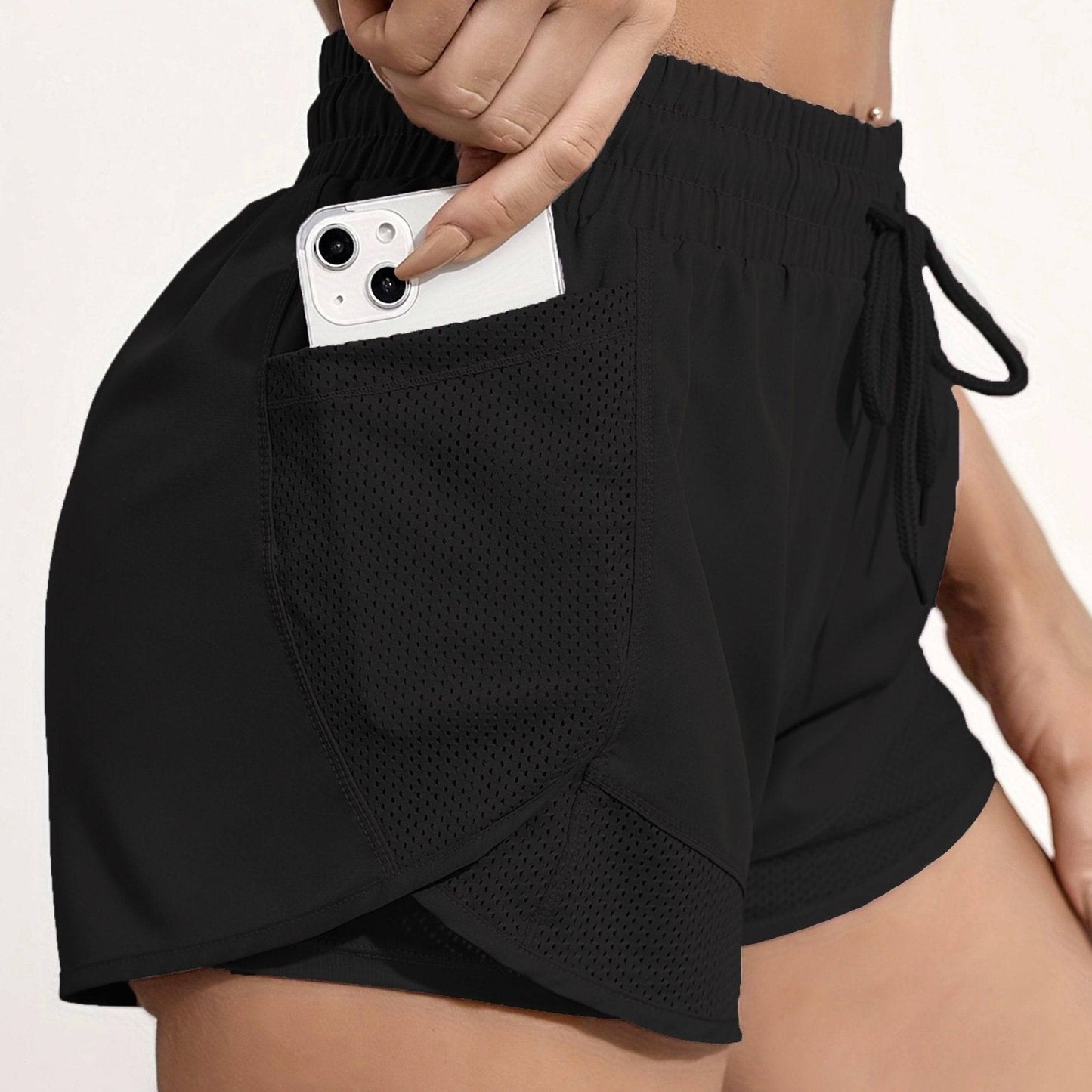Schnell trocknende 2-in-1 Yoga Shorts für Damen - Perfekt für Fitness und Gym-Workouts.