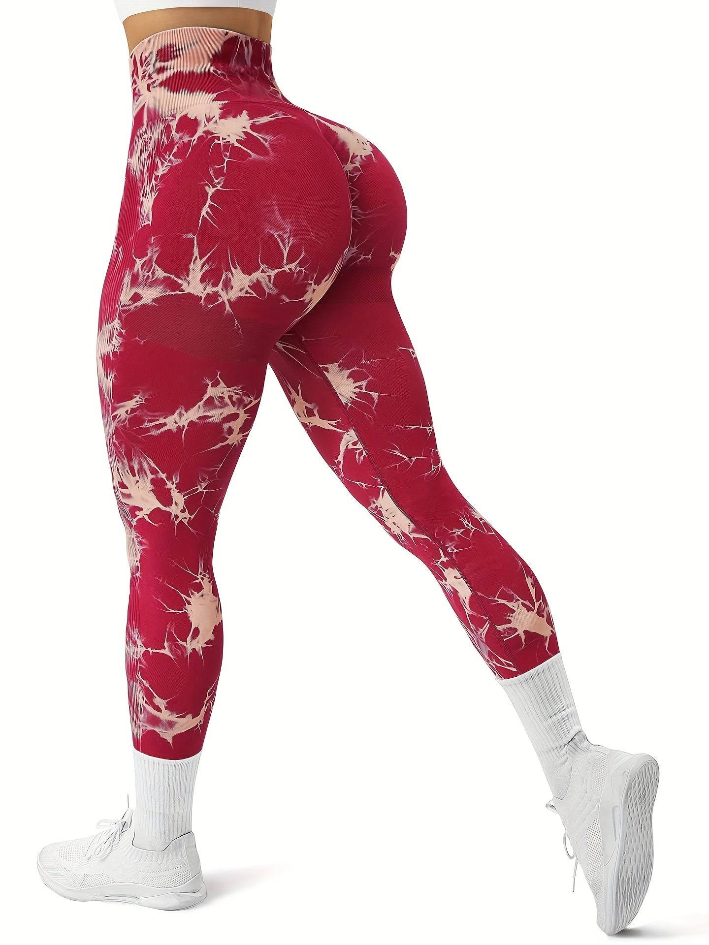 Po-liftende High Waist Leggings. Weich, atmungsaktiv und tie dye.