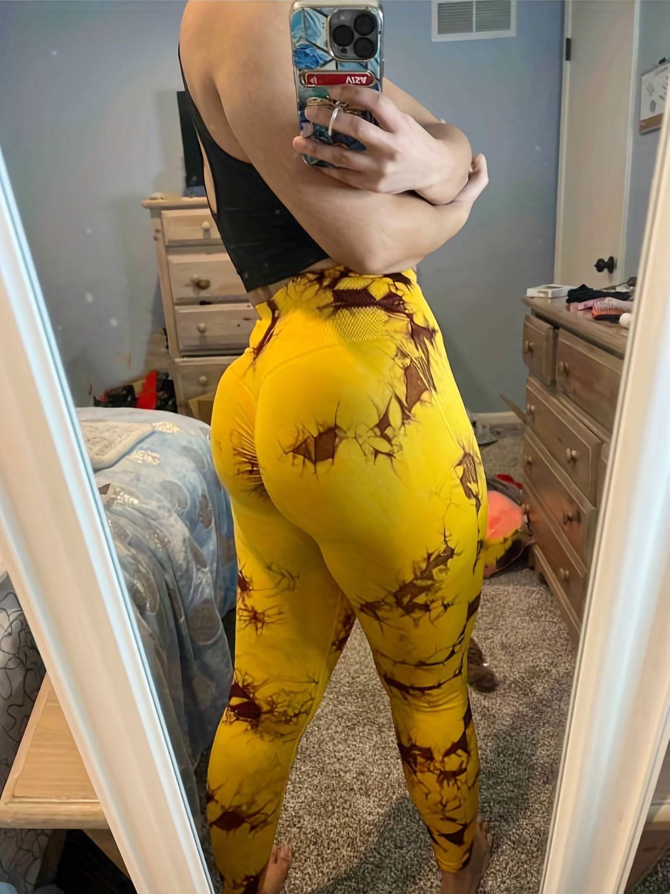Po-liftende High Waist Leggings. Weich, atmungsaktiv und tie dye.