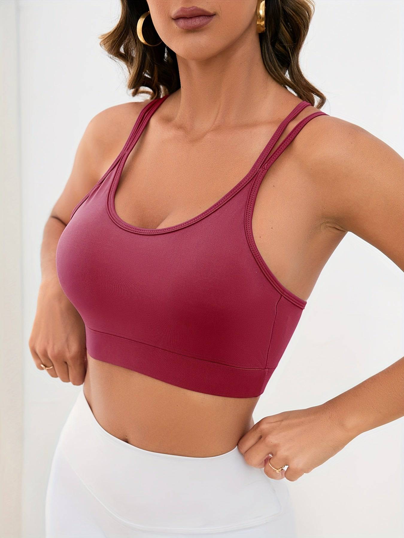 Damen Doppelträger-Sport-BH - Kreuz und Quer, Rückenfrei, Schlankmachend (Sexy Yoga-Fitness-Workout-Tank-Top)