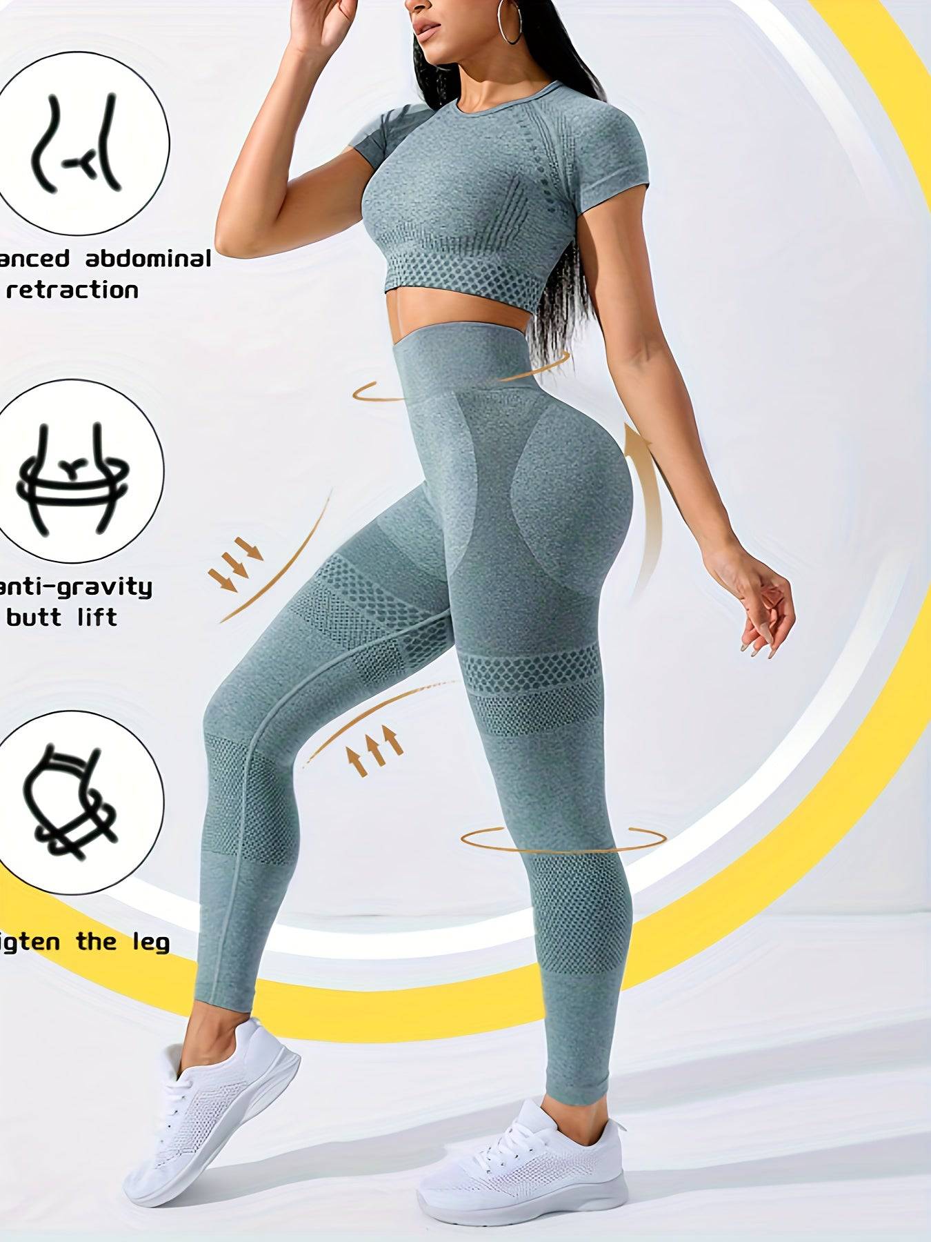 "ActiveX 2-teiliges Yoga-Set: Bauchfreies Oberteil & Leggings"