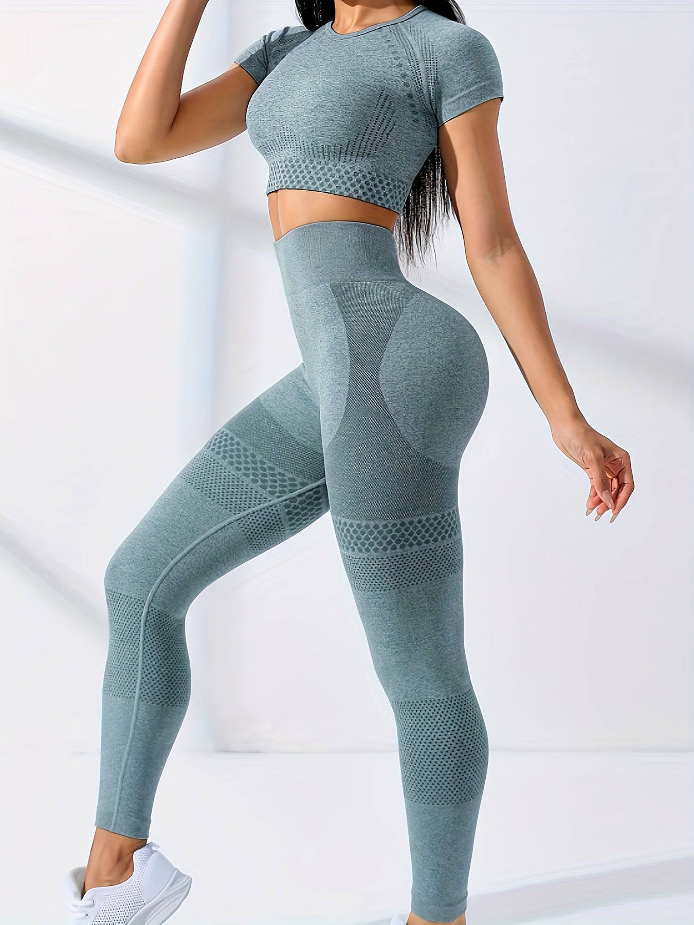 "ActiveX 2-teiliges Yoga-Set: Bauchfreies Oberteil & Leggings"