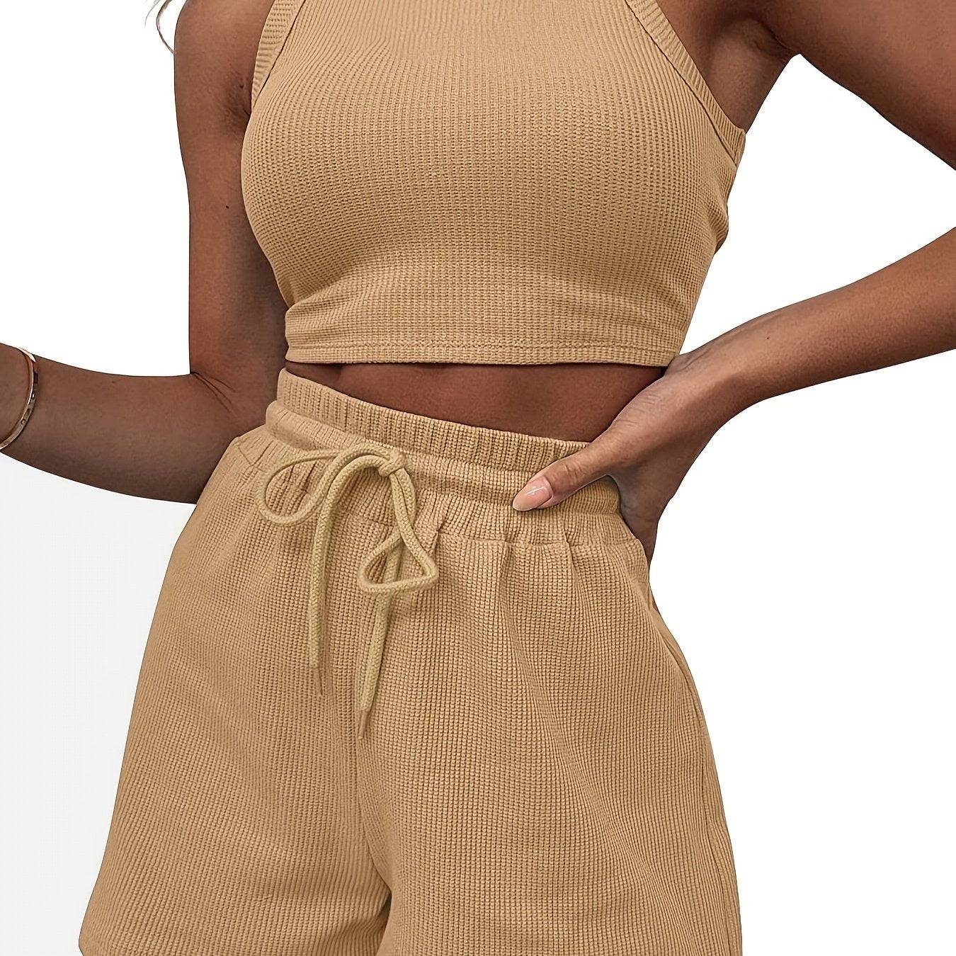 2-teiliges Casual Sport Set: Crop Top & Shorts