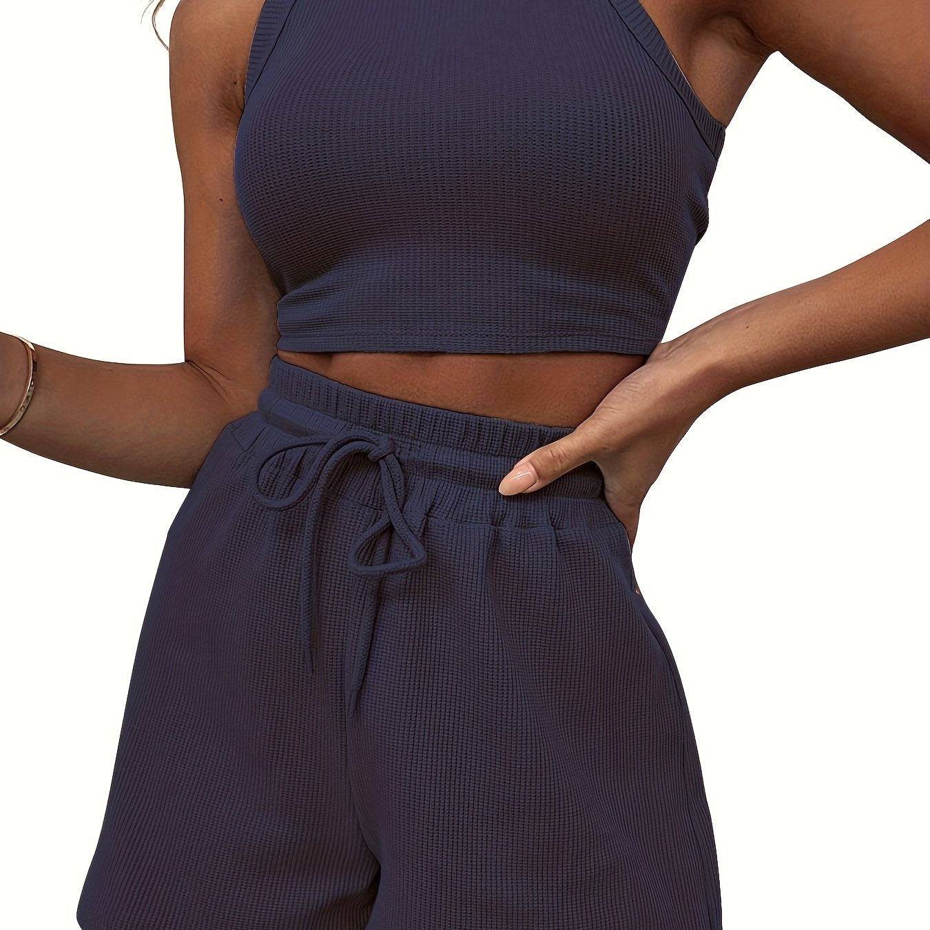 2-teiliges Casual Sport Set: Crop Top & Shorts