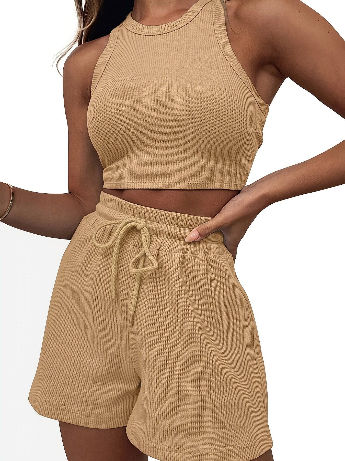 2-teiliges Casual Sport Set: Crop Top & Shorts