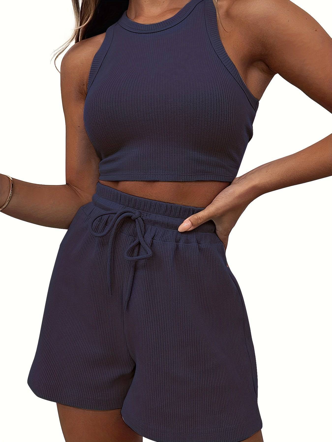 2-teiliges Casual Sport Set: Crop Top & Shorts