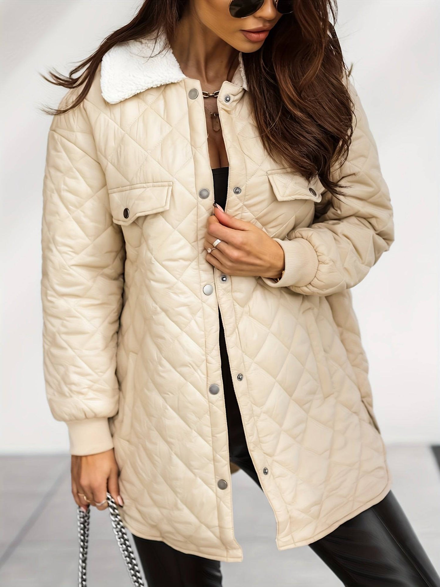 Eleganter Parka mit Argyle-Print – Perfekte Oberbekleidung für Damen