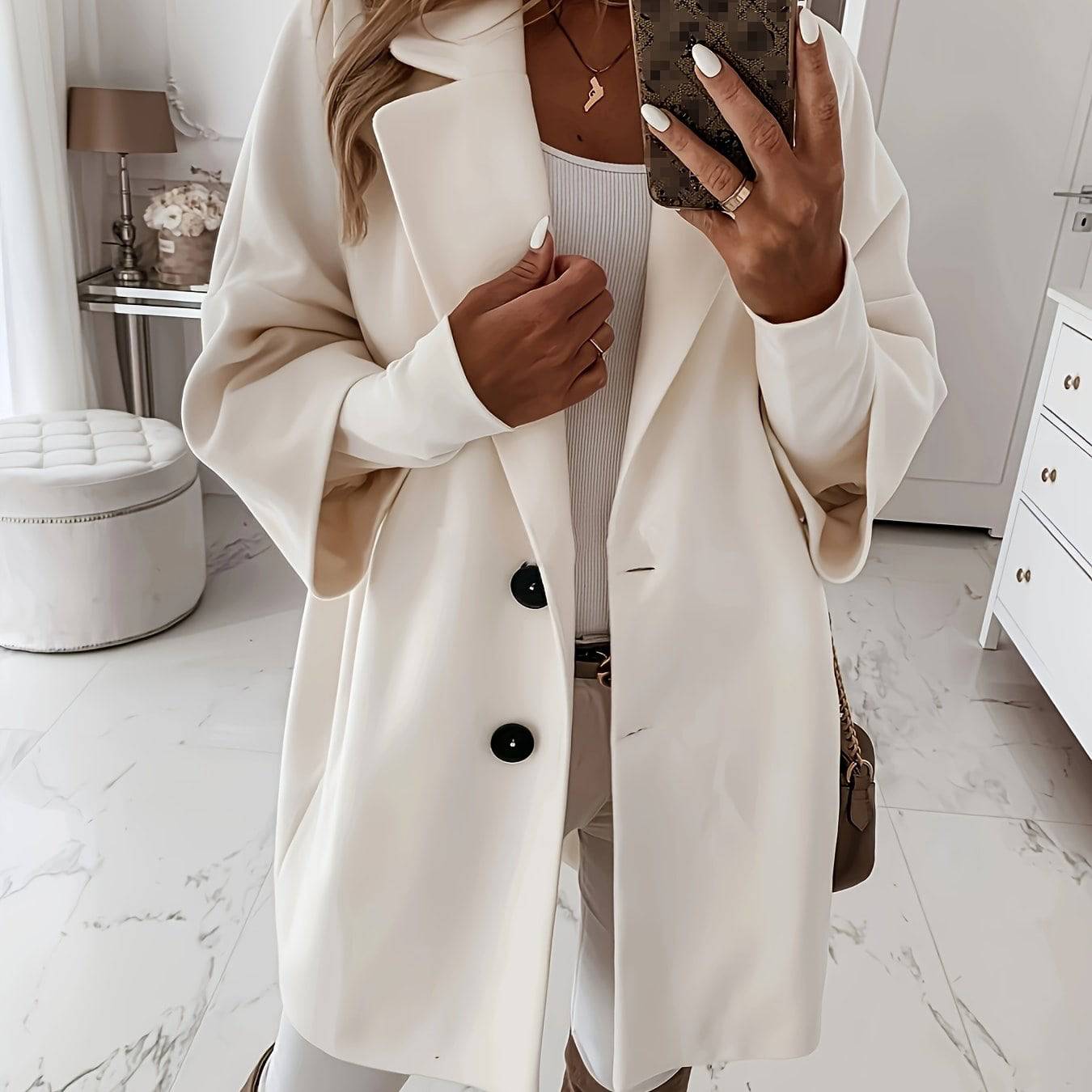 Eleganter Revers-Trenchcoat für Damen - Perfekt für Herbst und Winter