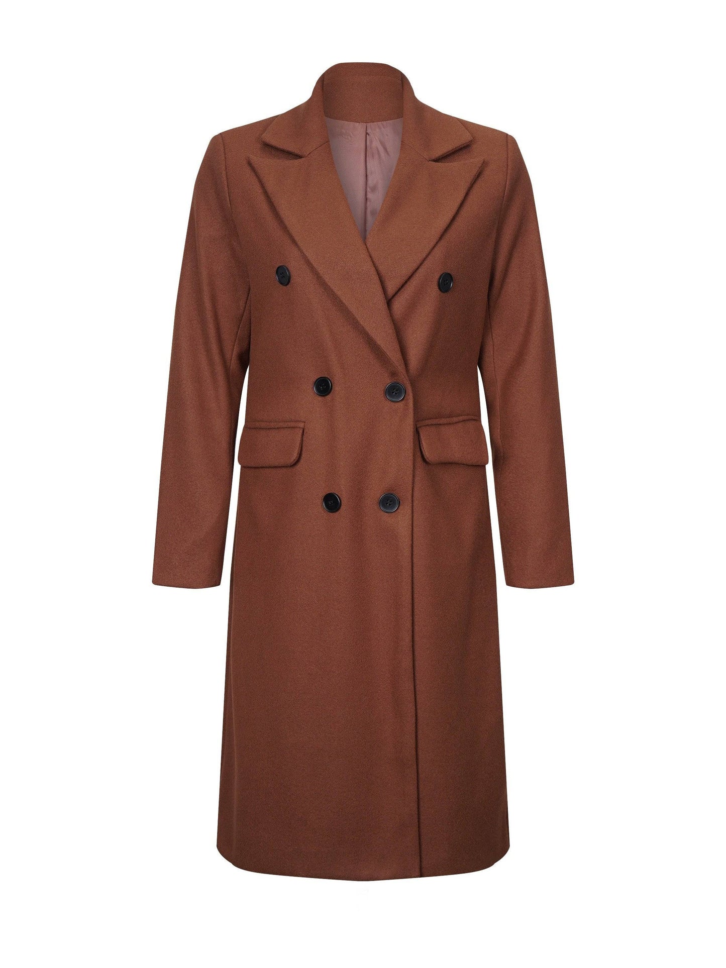 Zweireihiger Schlichter Trenchcoat, Lässige Langarm-Oberbekleidung, Damenbekleidung