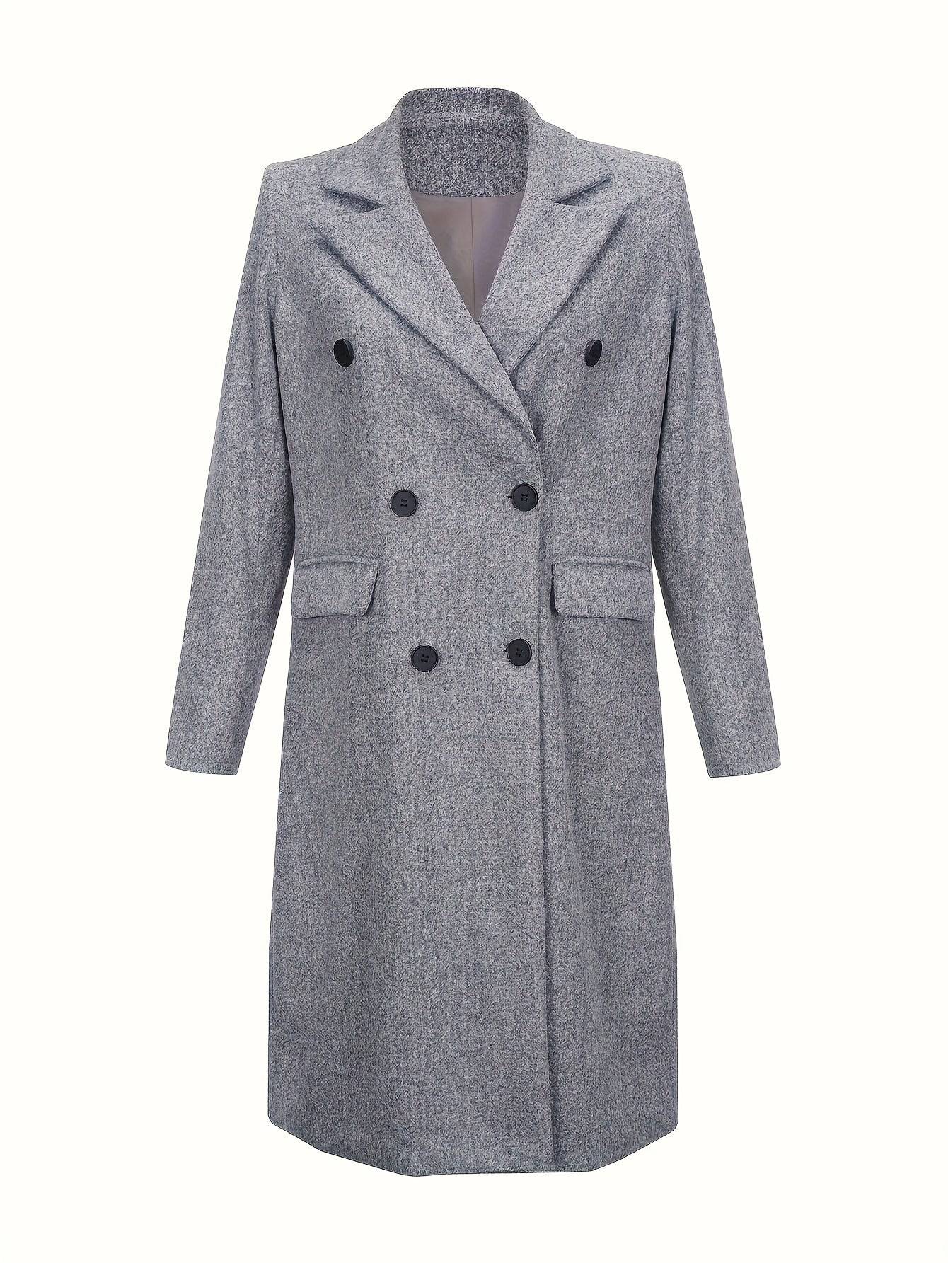 Zweireihiger Schlichter Trenchcoat, Lässige Langarm-Oberbekleidung, Damenbekleidung